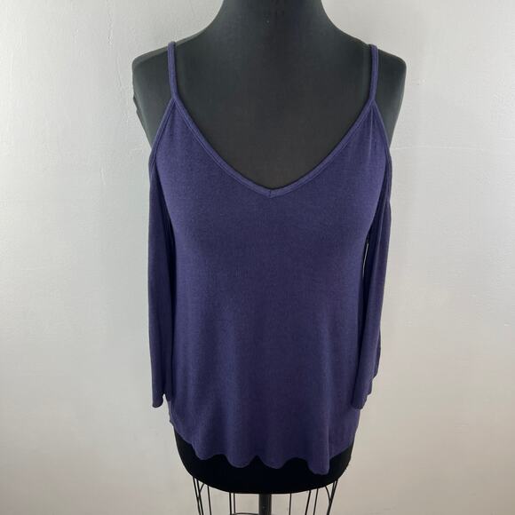 Bailey 44 Cold Shoulder Genie Top Purple Amethyst Bell Sleeves Top Size XS NEW - Picture 3 of 12